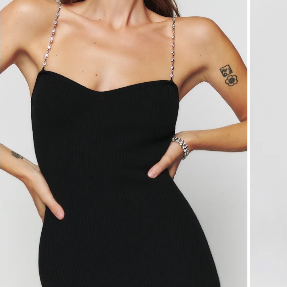 Reformation Kimmy Novelty Cashmere Sweater Dress Black - Size S